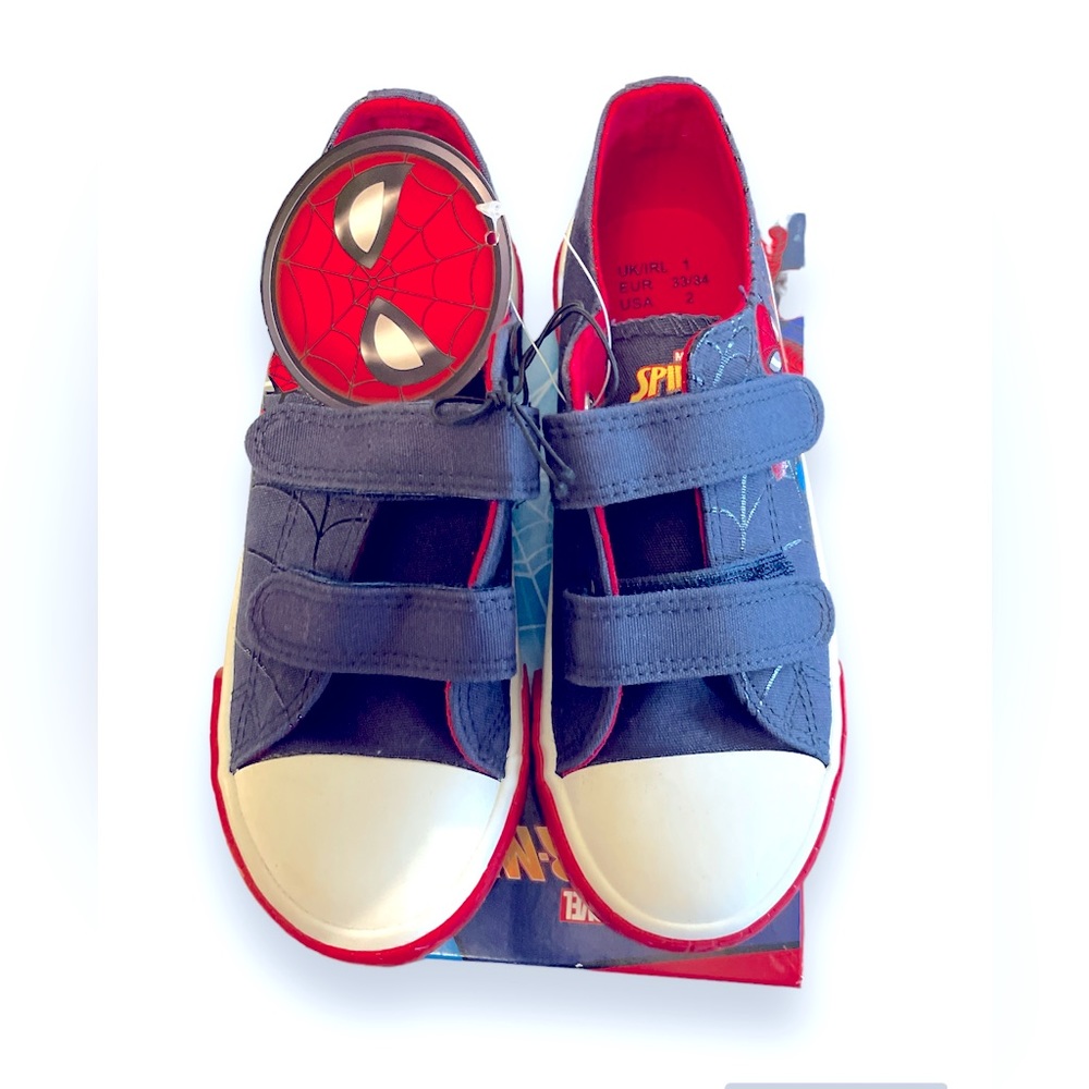 MARVEL Spider-Man Navy & Red Kids Sneakers (Sz 2) NWT - Picture 2 of 8